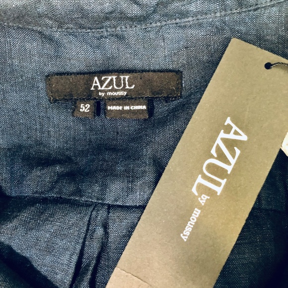 Azul Japanese Navy Blue Linen Button Down Shirt 52 - Picture 5 of 8